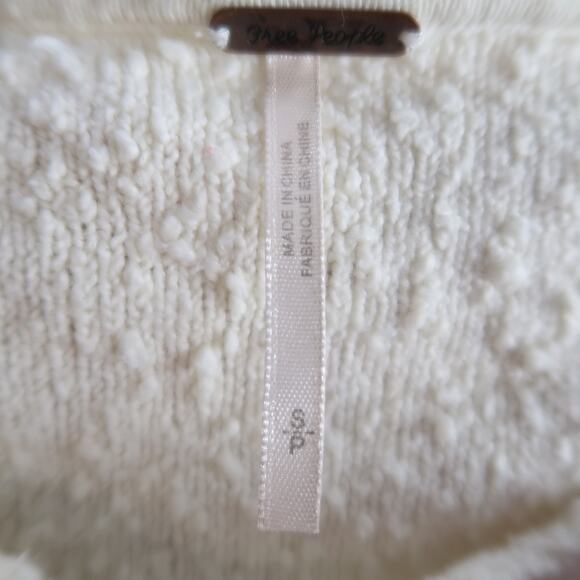 Free People cream textured knit slouchy balloon sleeve sweater Small - Picture 6 of 7